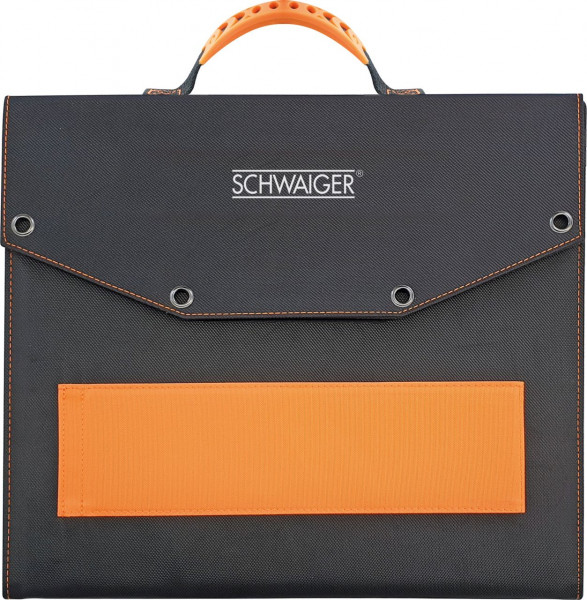 SCHWAIGER Solarfeld 100W faltbar, (DC-KAbel: 4,9m / Y-Verteilerkabel: 0,5m), Schwarz/Orange