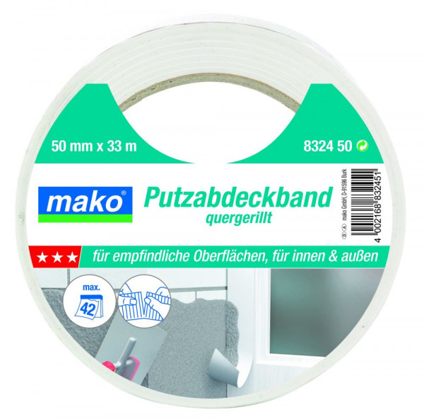 mako Putzabdeckband weiß, quergerillt, KOMFORT