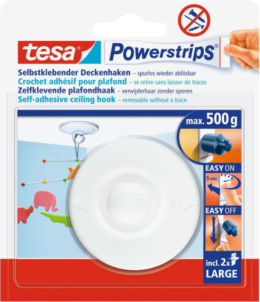 tesa® Powerstrips® Deckenhaken, weiß, 1 Stück