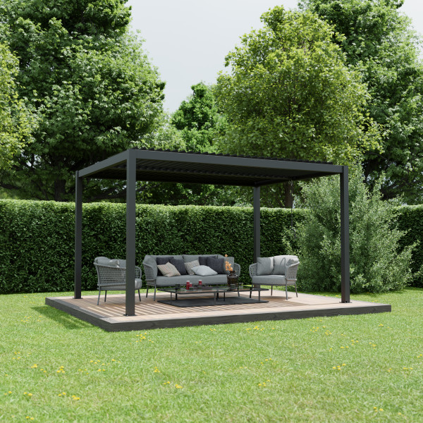 Ximax Aluminium Pergola Shade inkl. Beleuchtung 300 x 400 cm Dunkelgrau