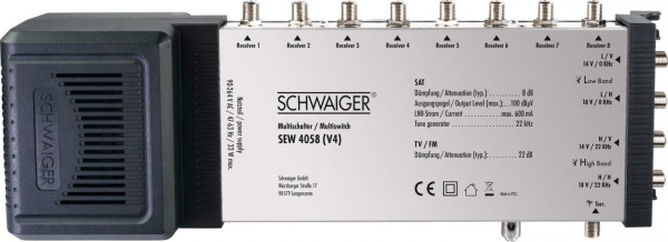 SCHWAIGER SAT Multischalter 5 - 8, Schwarz/Silber