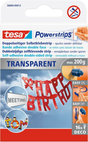 tesa® Powerstrips® Klebestrip transparent Deco 16 Strips