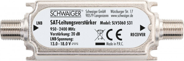 SCHWAIGER SAT-ZF Leitungsverstärker (20 dB), Silber